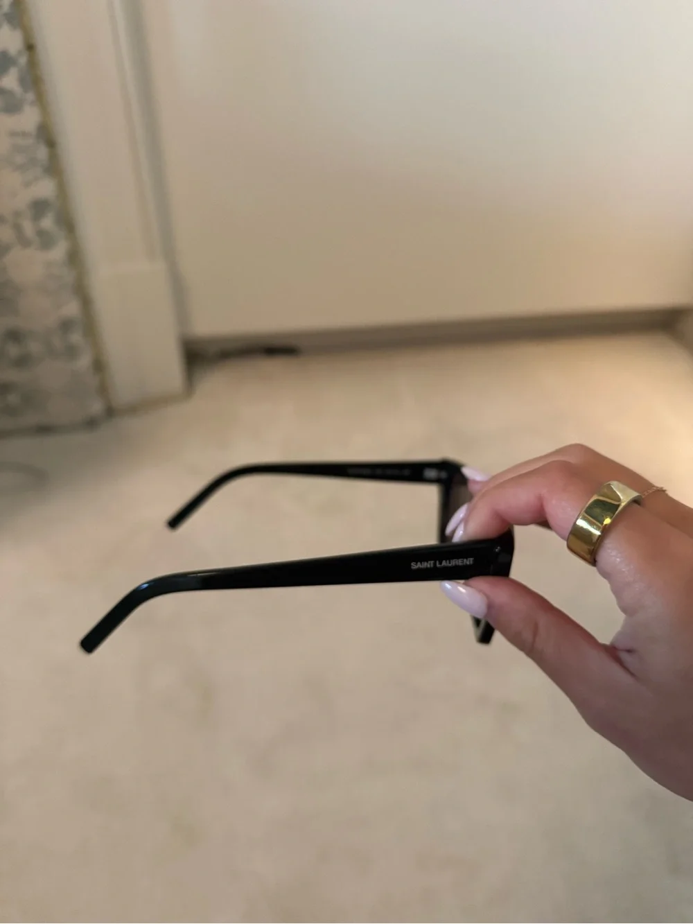 Saint Laurent Black Angular Cat-Eye Sunglasses